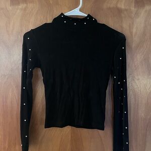 Black Embellished Slinky Horse Show Top